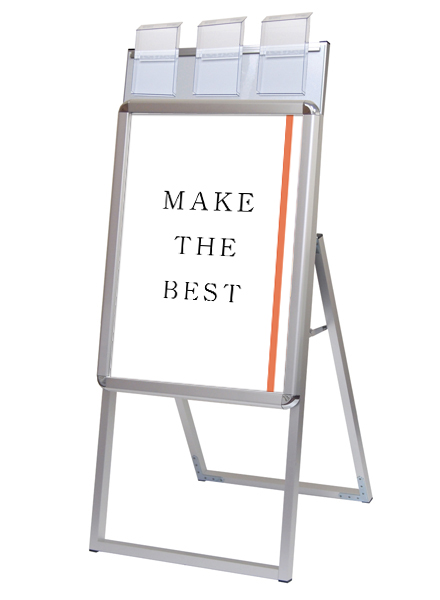 常磐精工 ポスタースタンド ポスターグリップスタンド看板パンフレットケース付(屋外用) A2片面シルバー PGSKP-A2KS-G|【店舗用品】