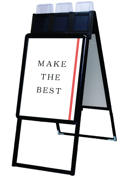 常磐精工 ポスタースタンド ポスターグリップスタンド看板パンフレットケース付(屋外用) A2両面ブラック PGSKP-A2RB-G|【店舗用品】