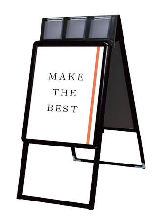 常磐精工 ポスタースタンド ポスターグリップスタンド看板パンフレットケース付(屋内用) A2両面ブラック PGSKP-A2RB|【店舗用品】