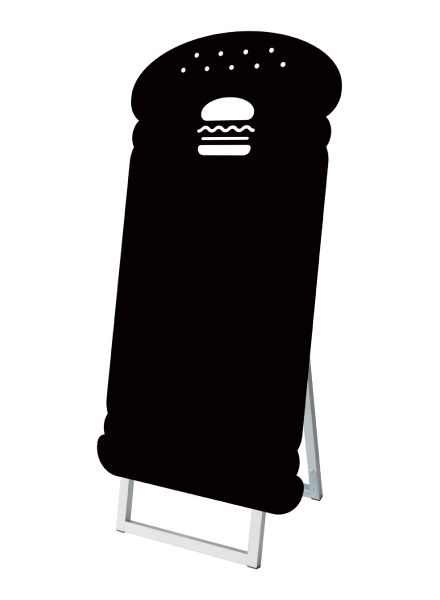 常磐精工 マーカースタンド ポップルスタンド看板シルエット 45×90片面ブラック ハンバーガー形 PPSKSL45X90K-BAG|【店舗用品】