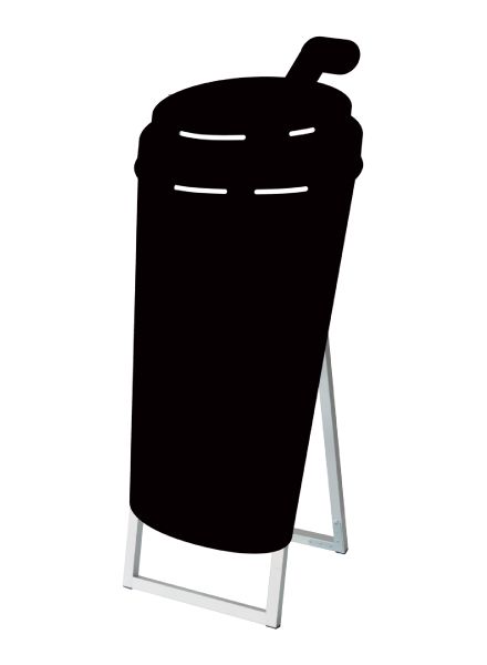 常磐精工 マーカースタンド ポップルスタンド看板シルエット 45×90片面ブラック ドリンク形 PPSKSL45X90K-DRK|【店舗用品】