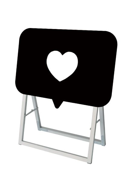 常磐精工 マーカースタンド ポップルスタンド看板シルエット 60×45片面ブラック いいね形（ハート） PPSKSL60X45K-IIN|【店舗用品】