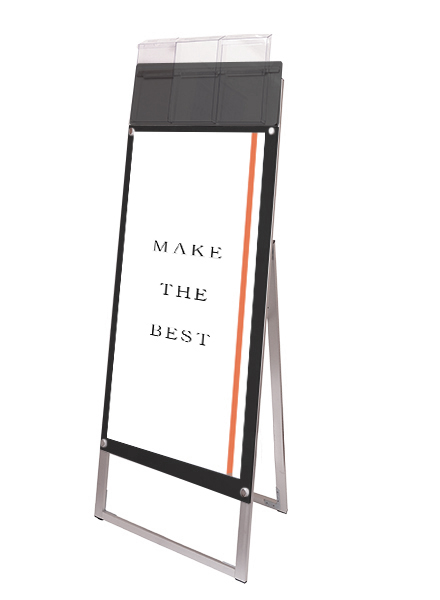 常磐精工 ポスタースタンド ポスター用スタンド看板マグネジ パンフレットケース付 A3縦縦片面ブラック(屋外用) PSSKMNP-A3TTKB-G|【店舗用品】