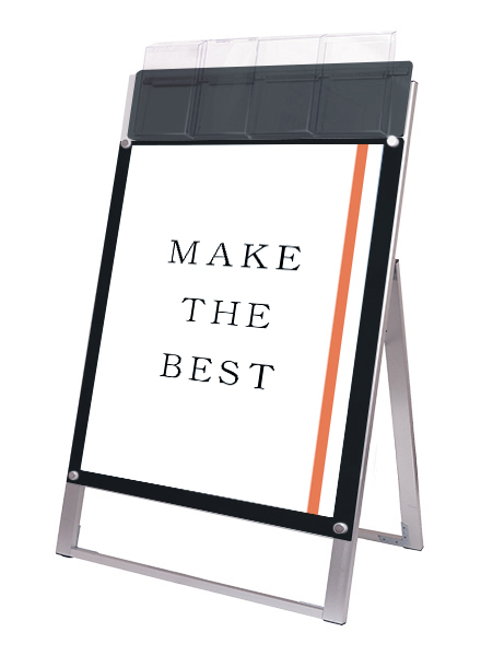 常磐精工 ポスタースタンド ポスター用スタンド看板マグネジ パンフレットケース付 B2片面ブラック(屋外用) PSSKMNP-B2KB-G|【店舗用品】