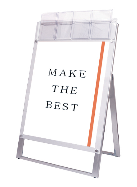 常磐精工 ポスタースタンド ポスター用スタンド看板マグネジ パンフレットケース付 B2片面ホワイト(屋外用) PSSKMNP-B2KW-G|【店舗用品】