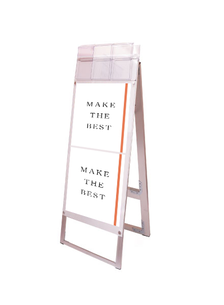 常磐精工 ポスタースタンド ポスター用スタンド看板パンフレットケース付 A3縦縦両面ホワイト(屋外用) PSSKP-A3TTRW-G|【店舗用品】