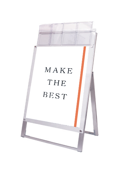 常磐精工 ポスタースタンド ポスター用スタンド看板パンフレットケース付 B2片面ホワイト(屋外用) PSSKP-B2KW-G|【店舗用品】