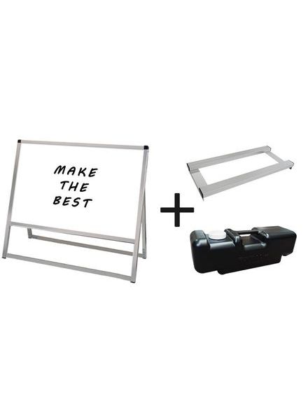 常磐精工 マーカースタンド バリウススタンド看板 ホワイトボード A1横片面 ウエイトアーム・水タンクセット VASKWB-A1YK-3SET|【店舗用品】