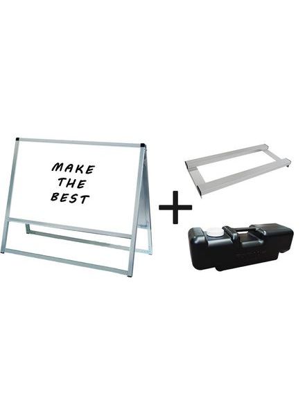 常磐精工 マーカースタンド バリウススタンド看板 ホワイトボード A1横両面 ウエイトアーム・水タンクセット VASKWB-A1YR-3SET|【店舗用品】