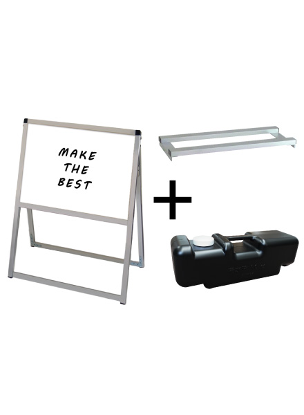 常磐精工 マーカースタンド バリウススタンド看板 ホワイトボード A2横片面 ウエイトアーム・水タンクセット VASKWB-A2YK-3SET|【店舗用品】