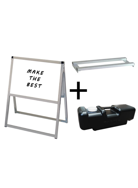 常磐精工 マーカースタンド バリウススタンド看板 ホワイトボード A2横両面 ウエイトアーム・水タンクセット VASKWB-A2YR-3SET|【店舗用品】