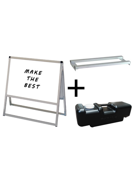 常磐精工 マーカースタンド バリウススタンド看板 ホワイトボード B2横両面 ウエイトアーム・水タンクセット VASKWB-B2YR-3SET|【店舗用品】