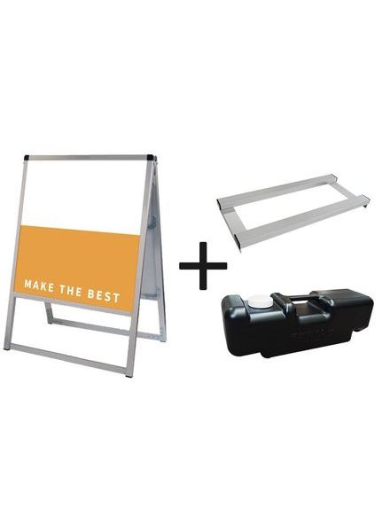 常磐精工 ボードスタンド バリウススタンド看板 アルミ複合板 450×450両面 ウエイトアーム・水タンクセット VASKAP-450X450R-3SET|【店舗用品】