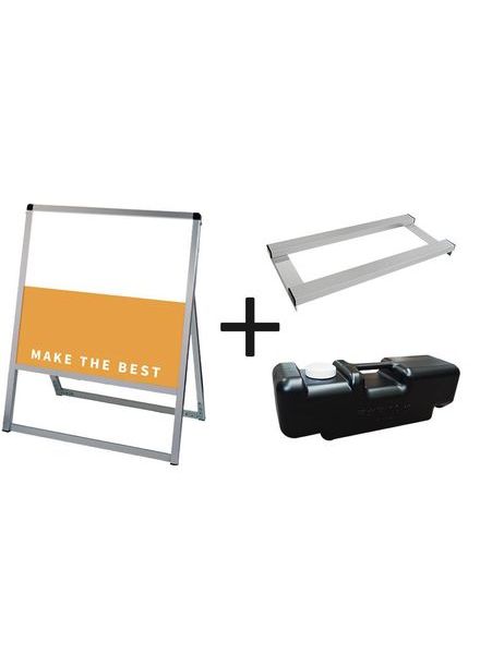 常磐精工 ボードスタンド バリウススタンド看板 アルミ複合板 600×600片面 ウエイトアーム・水タンクセット VASKAP-600X600K-3SET|【店舗用品】