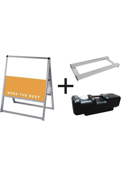 常磐精工 ボードスタンド バリウススタンド看板 アルミ複合板 600×600両面 ウエイトアーム・水タンクセット VASKAP-600X600R-3SET|【店舗用品】