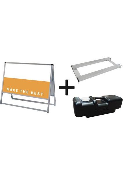 常磐精工 ボードスタンド バリウススタンド看板 アルミ複合板 900×450両面 ウエイトアーム・水タンクセット VASKAP-900X450R-3SET|【店舗用品】