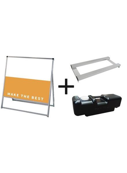 常磐精工 ボードスタンド バリウススタンド看板 アルミ複合板 900×900片面 ウエイトアーム・水タンクセット VASKAP-900X900K-3SET|【店舗用品】