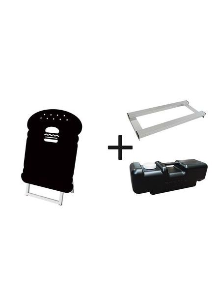 常磐精工 マーカースタンド ポップルスタンド看板シルエット 45×60片面ブラック ハンバーガー形 ウエイトアーム・水タンクセット PPSKSL45X60K-BAG-3SET|【店舗用品】