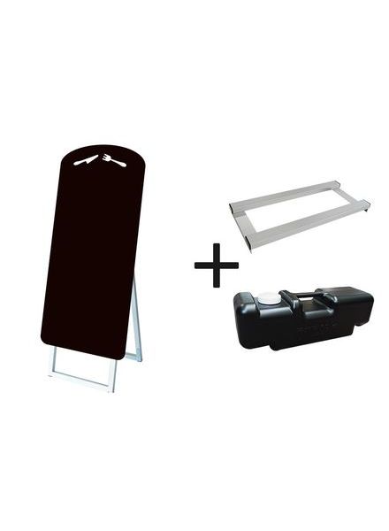 常磐精工 マーカースタンド ポップルスタンド看板シルエット 45×90片面ブラック ナイフフォーク形 ウエイトアーム・水タンクセット PPSKSL45X90K-RSF-B-3SET|【店舗用品】