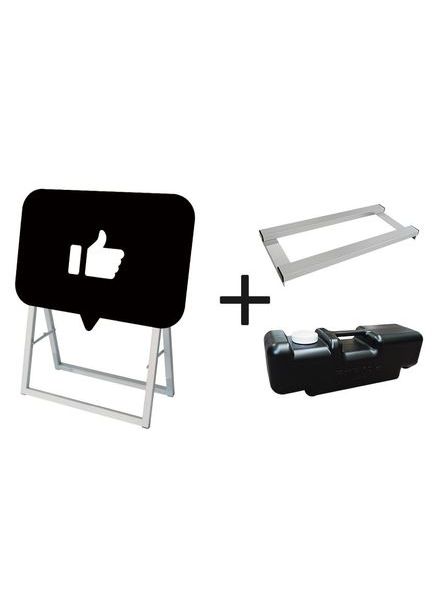 常磐精工 マーカースタンド ポップルスタンド看板シルエット 60×45片面ブラック いいね形（指） ウエイトアーム・水タンクセット PPSKSL60X45K-GOO-3SET|【店舗用品】