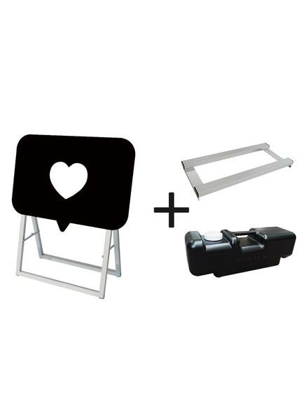 常磐精工 マーカースタンド ポップルスタンド看板シルエット 60×45片面ブラック いいね形（ハート） ウエイトアーム・水タンクセット PPSKSL60X45K-IIN-3SET|【店舗用品】