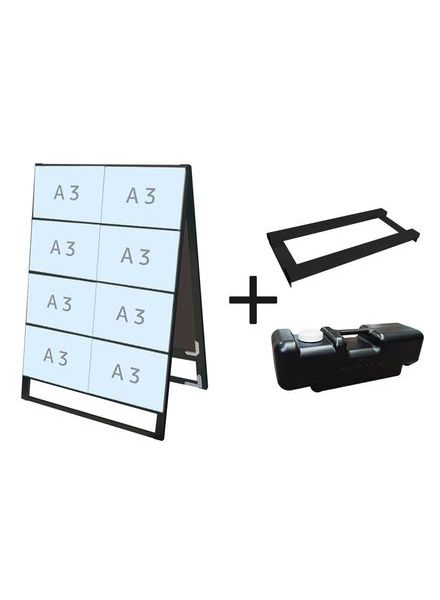 常磐精工 ブラックカードケーススタンド看板 A3横16両面 ウエイトアーム・水タンクセット BCCSK-A3Y16R-3SET|【店舗用品】