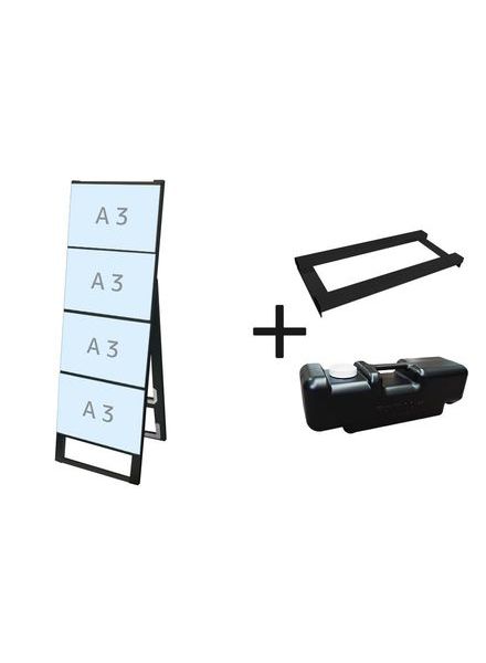 常磐精工 ブラックカードケーススタンド看板 A3横4片面 ウエイトアーム・水タンクセット BCCSK-A3Y4K-3SET|【店舗用品】