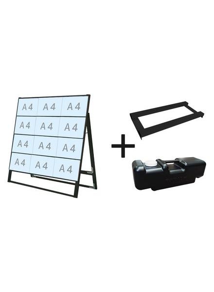 常磐精工 ブラックカードケーススタンド看板 A4横12片面 ウエイトアーム・水タンクセット BCCSK-A4Y12K-3SET|【店舗用品】