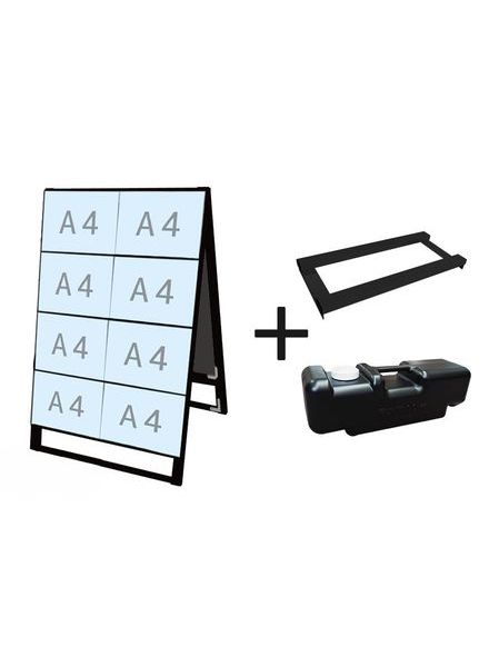 常磐精工 ブラックカードケーススタンド看板 A4横16両面 ウエイトアーム・水タンクセット BCCSK-A4Y16R-3SET|【店舗用品】