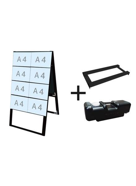 常磐精工 ブラックカードケーススタンド看板 A4横16両面ハイ ウエイトアーム・水タンクセット BCCSK-A4Y16RH-3SET|【店舗用品】