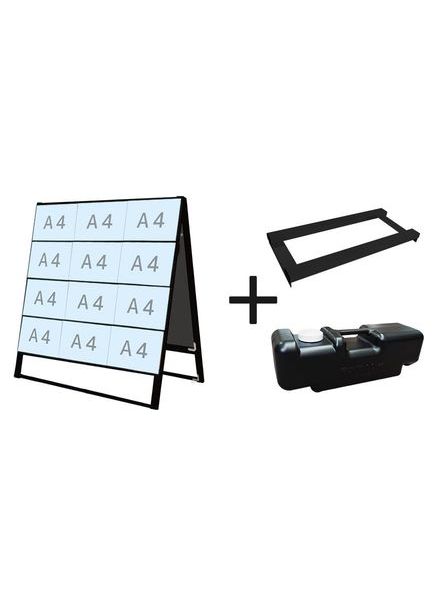 常磐精工 ブラックカードケーススタンド看板 A4横24両面 ウエイトアーム・水タンクセット BCCSK-A4Y24R-3SET|【店舗用品】