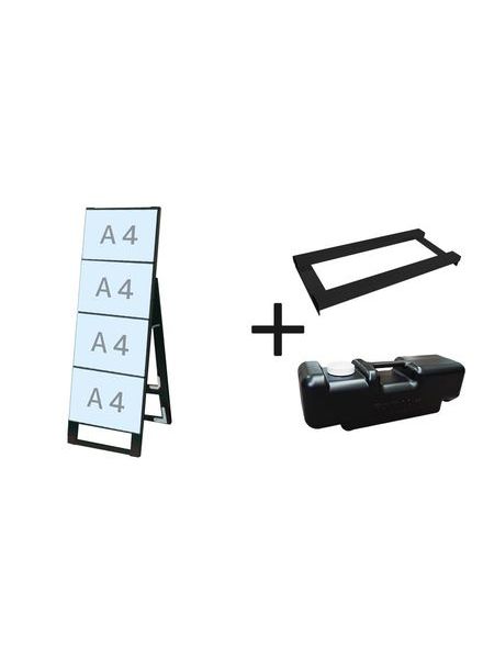 常磐精工 ブラックカードケーススタンド看板 A4横4片面 ウエイトアーム・水タンクセット BCCSK-A4Y4K-3SET|【店舗用品】