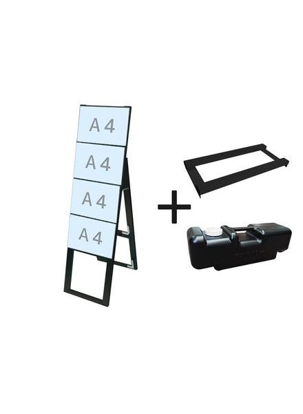 常磐精工 ブラックカードケーススタンド看板 A4横4片面ハイ ウエイトアーム・水タンクセット BCCSK-A4Y4KH-3SET|【店舗用品】