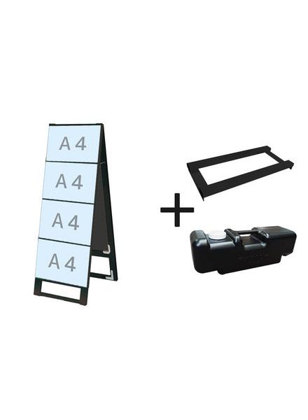 常磐精工 ブラックカードケーススタンド看板 A4横8両面 ウエイトアーム・水タンクセット BCCSK-A4Y8R-3SET|【店舗用品】