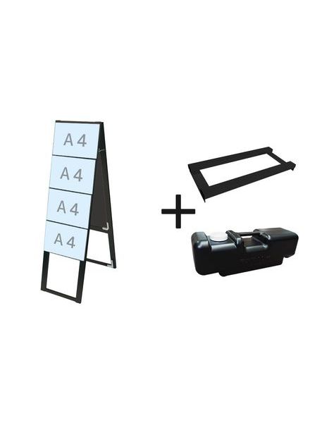 常磐精工 ブラックカードケーススタンド看板 A4横8両面ハイ ウエイトアーム・水タンクセット BCCSK-A4Y8RH-3SET|【店舗用品】