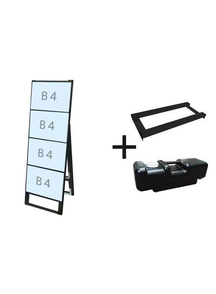 常磐精工 ブラックカードケーススタンド看板 B4横4片面 ウエイトアーム・水タンクセット BCCSK-B4Y4K-3SET|【店舗用品】