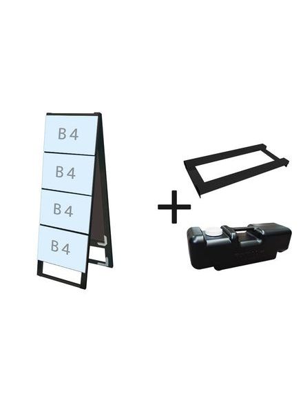 常磐精工 ブラックカードケーススタンド看板 B4横8両面 ウエイトアーム・水タンクセット BCCSK-B4Y8R-3SET|【店舗用品】