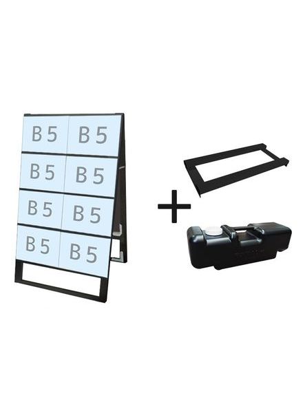 常磐精工 ブラックカードケーススタンド看板 B5横16両面 ウエイトアーム・水タンクセット BCCSK-B5Y16R-3SET|【店舗用品】