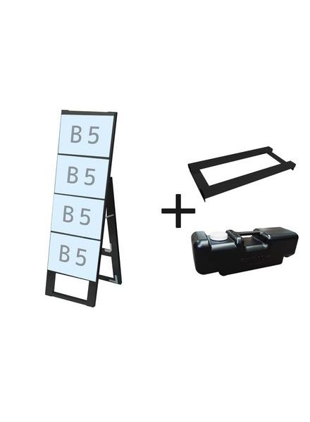 常磐精工 ブラックカードケーススタンド看板 B5横4片面 ウエイトアーム・水タンクセット BCCSK-B5Y4K-3SET|【店舗用品】