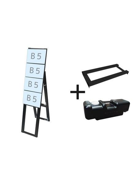 常磐精工 ブラックカードケーススタンド看板 B5横4片面ハイ ウエイトアーム・水タンクセット BCCSK-B5Y4KH-3SET|【店舗用品】