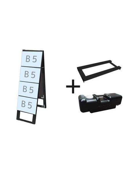 常磐精工 ブラックカードケーススタンド看板 B5横8両面 ウエイトアーム・水タンクセット BCCSK-B5Y8R-3SET|【店舗用品】