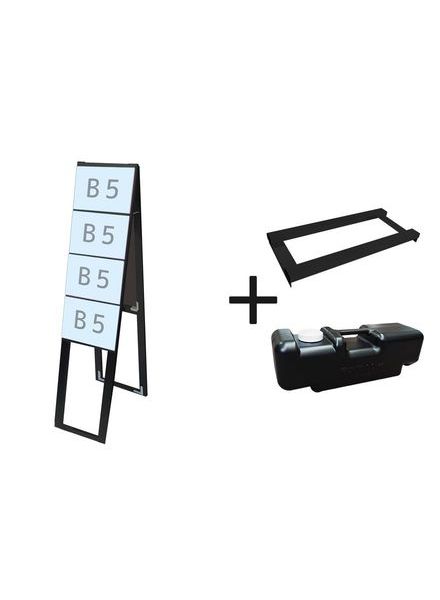 常磐精工 ブラックカードケーススタンド看板 B5横8両面ハイ ウエイトアーム・水タンクセット BCCSK-B5Y8RH-3SET|【店舗用品】