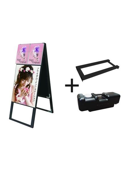 常磐精工 ポスタースタンド ブラックカタログケーススタンド看板 Dタイプ A2両面 ウエイトアーム・水タンクセット BKCSKD-A2R-3SET|【店舗用品】