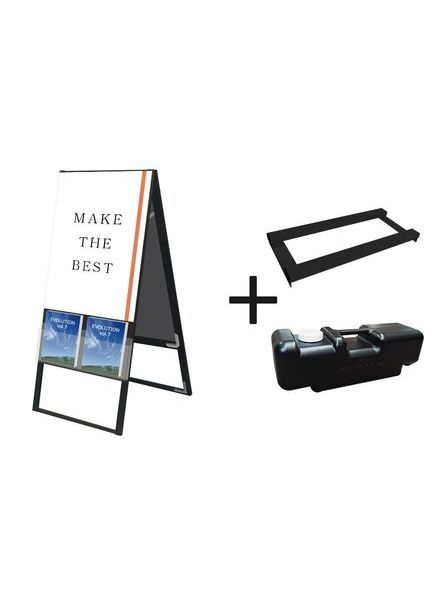 常磐精工 ポスタースタンド ブラックカタログケーススタンド看板 Uタイプ A1両面 ウエイトアーム・水タンクセット BKCSKU-A1R-3SET|【店舗用品】