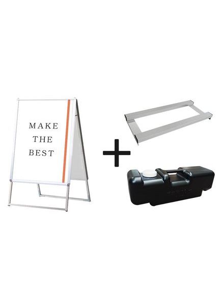 常磐精工 ポスタースタンド ポスターグリップスタンド看板 屋外用 A1両面シルバー (防水パック付) ウエイトアーム・水タンクセット BOPGSK-A1RS-3SET|【店舗用品】