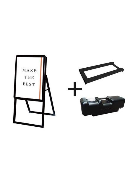 常磐精工 ポスタースタンド ポスターグリップスタンド看板 屋外用 A2片面ブラック (防水パック付） ウエイトアーム・水タンクセット BOPGSK-A2KB-3SET|【店舗用品】