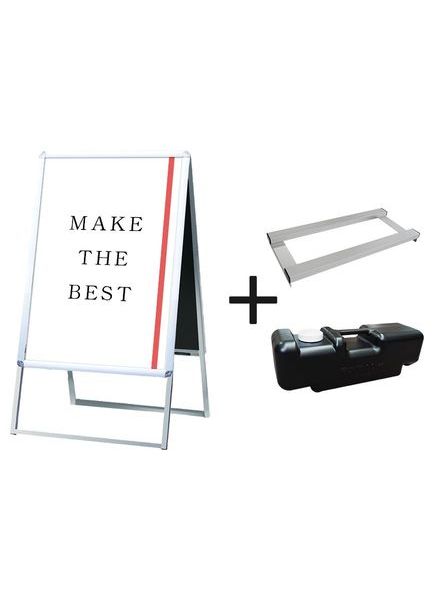 常磐精工 ポスタースタンド ポスターグリップスタンド看板 屋外用 B1両面シルバー (防水パック付) ウエイトアーム・水タンクセット BOPGSK-B1RS-3SET|【店舗用品】