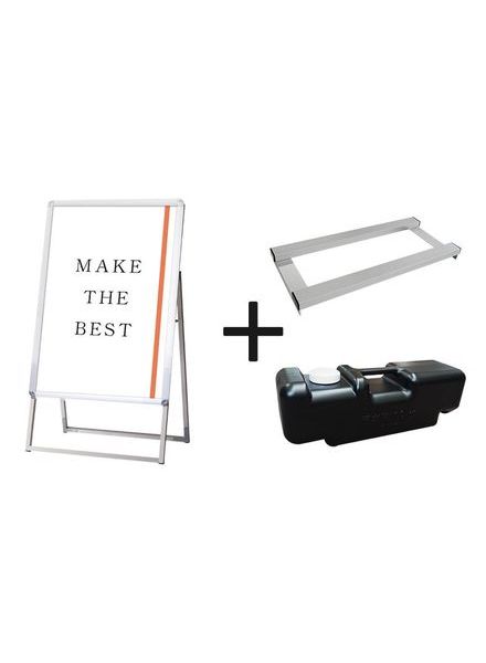 常磐精工 ポスタースタンド ポスターグリップスタンド看板 屋外用 B2片面シルバー (防水パック付) ウエイトアーム・水タンクセット BOPGSK-B2KS-3SET|【店舗用品】