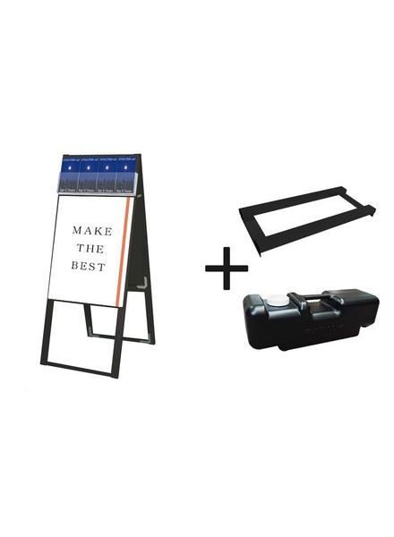 常磐精工 ポスタースタンド ブラックパンフレットケーススタンド看板 Dタイプ A2両面 ウエイトアーム・水タンクセット BPCSKD-A2R-3SET|【店舗用品】