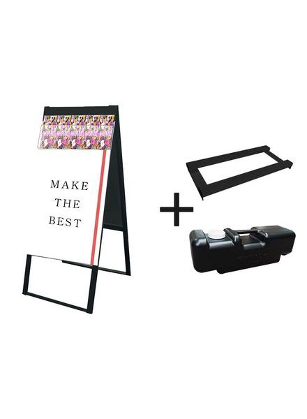 常磐精工 ポスタースタンド ブラックパンフレットケーススタンド看板 Dタイプ B2両面 ウエイトアーム・水タンクセット BPCSKD-B2R-3SET|【店舗用品】